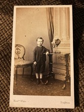 Victorian CDV Photo Young Child, Full-length w/ Taxidermy - White, Brighton