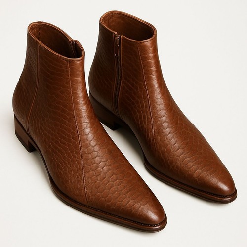 Handmade mens brown - snake, skin