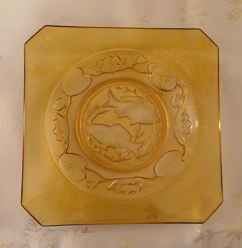 Bagley art deco amber glass - art,