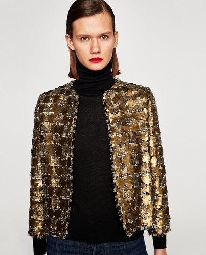 Zara women tan - zara, sequinned