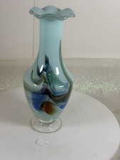 Vintage blue art glass vase - vintage,