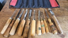 11 Carving Tools. Includes Marples, Ashley Iles, Henry Taylor plus tool roll. 
