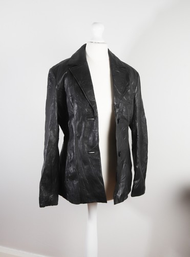 Black vintage leather jacket - black,