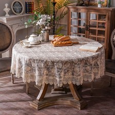 Rectangle Small Table Cloth Lace Macrame Vintage Tablecloth Shabby Chic Embro...