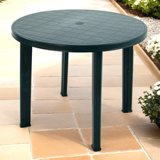 GOOD QUALITY GARDEN TABLE, "REVELLO" ROUND TABLE IN GREEN OVER 40% OFF