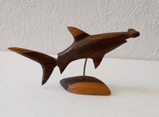 Vintage Carved Wooden Hammerhead Shark Sculpture Figurine ~ 18 cm long 