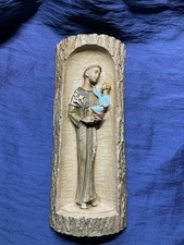 Saint Anthony of Padua & Child Jesus Resin Wall Plaque Religious Icon Vintage