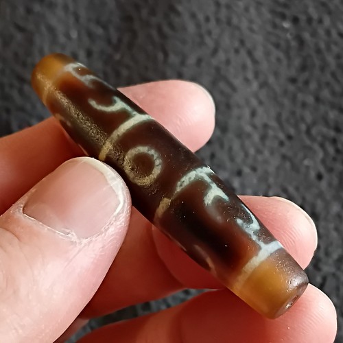 Tibetan agate hand etched - tibetan,
