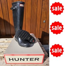 Hunter Wellies Ladies Hunter Original Gloss Tall Wellington Boots Black UK 6