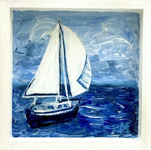 Original sailboat oil painting - oil,