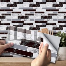 Alwayspon 27 Pcs Wall Tiles 2D Transfer Sticker Peel & Stick Self Adhesive Grey