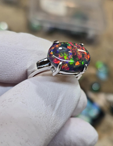 Natural black fire - natural, opal