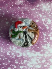 Hand Made Needle Felted Brooch Christmas Friends Badger, Hedgehog And Rabbit