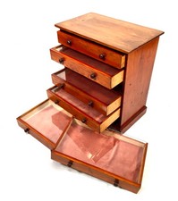 Antique Victorian Wooden Tabletop Collectors Specimen Cabinet Chest of Drawers