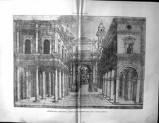 Antique Old Print Builder 1891 Architecture Building Bramante British Museum