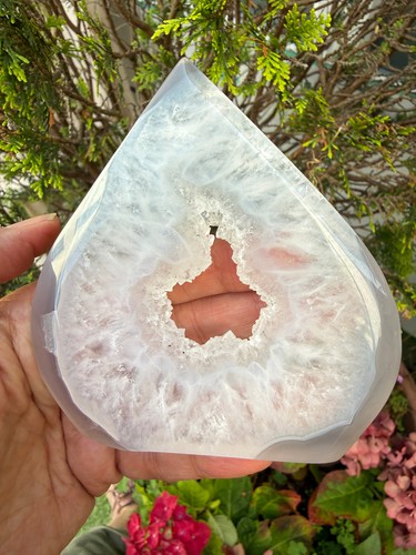 Agate druzy crystal flame sits - crystal,