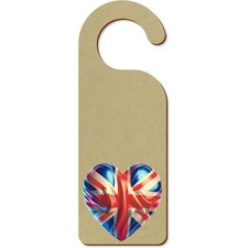 'Union Jack Balloon Heart' 200mm x 72mm Door Hanger / Sign (DH00048658)