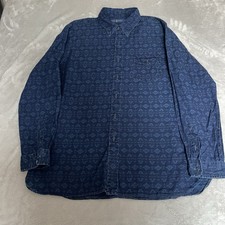 Ralph Lauren Aztec Pattern Shirt Mens Blue Size 2XL Cotton South Western Navajo