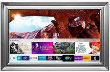 TV in Disguise Framed Mirror, with a Samsung Qled Smart LED TV
