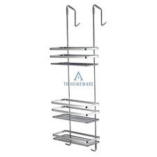 3 Tier Over Door Hanging Shower Caddy Bathroom Shower Tidy Shelf Chrome Finish