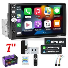 Single 1DIN 7" Car Stereo Radio Apple CarPlay FM BT USB Touch Screen MP5 Player