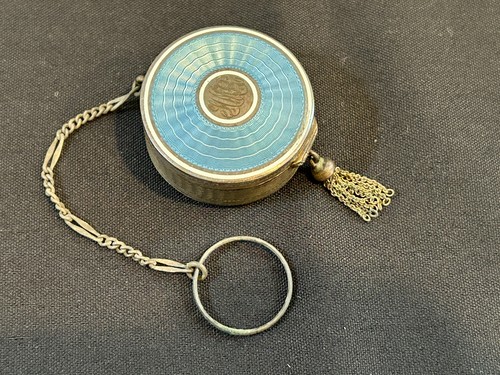 Antique blue guilloche enamel - antique,