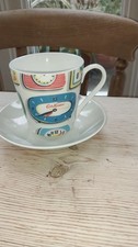 Cath Kidston Mug With Saucer  Retro Clock Design Grey Saucer