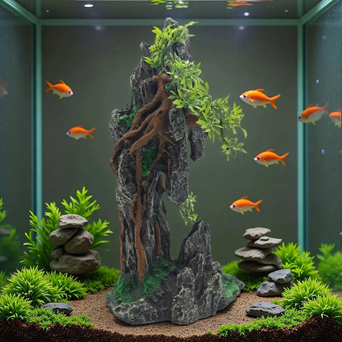 Large tall rock - large, fish