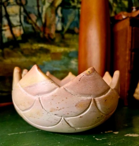 Vintage soapstone lotus bowl - vintage,