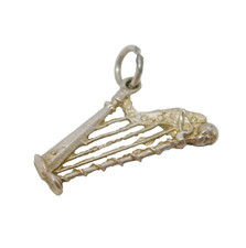 Sterling Silver Concert Harp Charm Pendant Vintage c1970