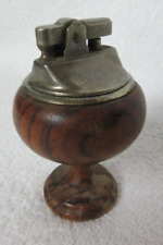 Table Top Lighter - Dark Wood with Visible Grain, Round - Untested