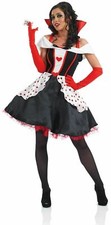 Women`s Queen of Hearts Costume S - 3XL Ladies Alice in Wonderland Fancy Dress