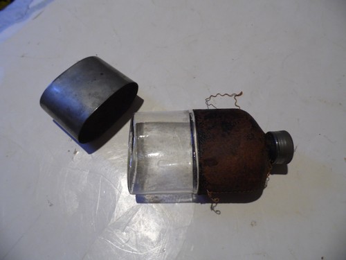 Antique glass hip - , with