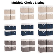 Woodluv Storage Cube Boxes Large, Set of 4 Foldable Storage Basket for Cupboards