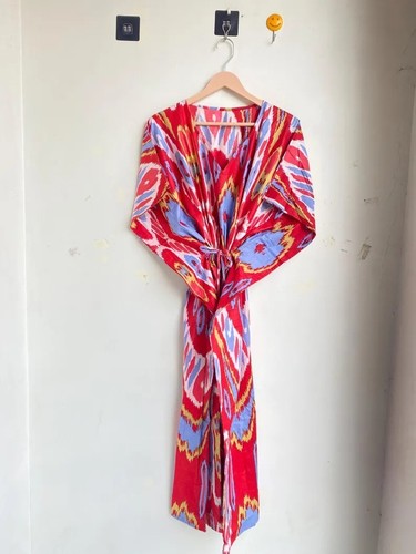 Red ikat kaftan indian - kaftan, cotton