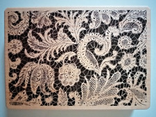 Large Floral Lace,Inverse Rubber Ink Stamp by Inkadinkado.Wood Mount.New