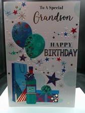 GRANDSON BIRTHDAY CARD (9" X