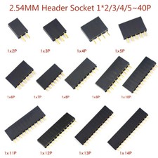 Pin Header Socket Female 2.54mm Pitch Connector Strip 2/3/4/5/6/7~40P Single Row