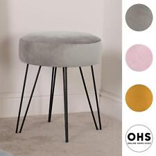 Dressing Table Stool Velvet Round Makeup Vanity Seat Chair Metal Legs Pouffe