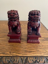 VINTAGE PAIR RED RESIN FOO