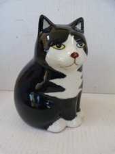 Cat Ornament, black and white cat like Quail by 'Clay Motif'