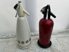 Vintage BOC Soda Syphon Bottles Red & Cream Retro 1960s pre-owned UNTESTED