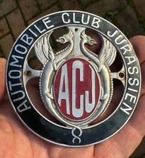 Vintage French Jurassien Automobile Club Enamel Car Badge Maker Drago of Paris