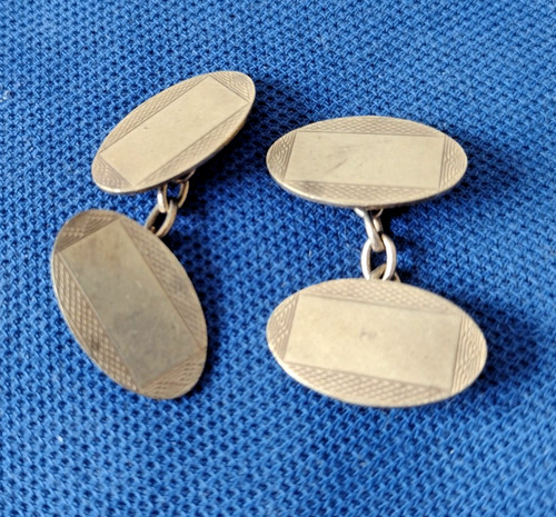 Silver cufflinks vintage pair - silver,