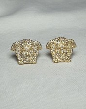Versace Medusa Crystal Gold Colour Stud Earrings No Box Costume Jewellery