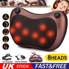 8 Kneading Electric Massagers Pillow Shiatsu Neck Back Lumbar Cushion Home Car