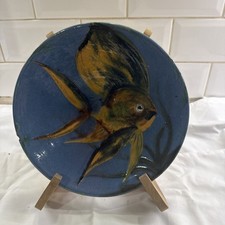 Vintage Spanish Puigdemont Plate Hand Made Studio Art Pottery Signed 24cm (sw) 