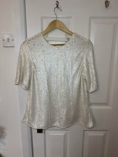 Cream Sequin Short Sleeve T