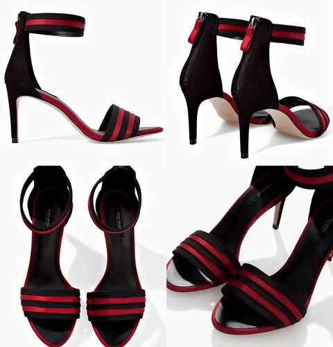 Zara women black red striped