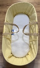 Palm Moses Basket + Mattress, Yellow Lining, Handles 84 x 44cm x 26cm + Delivery
